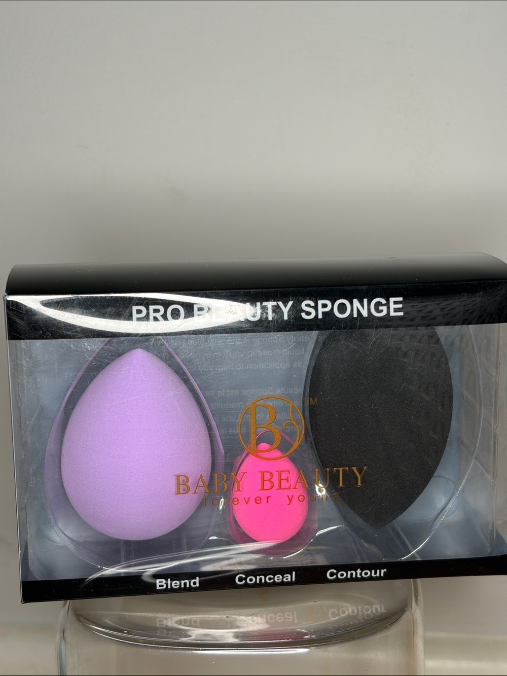 Baby Beauty Pro Makeup Sponge Set - Purple, Pink, Black
